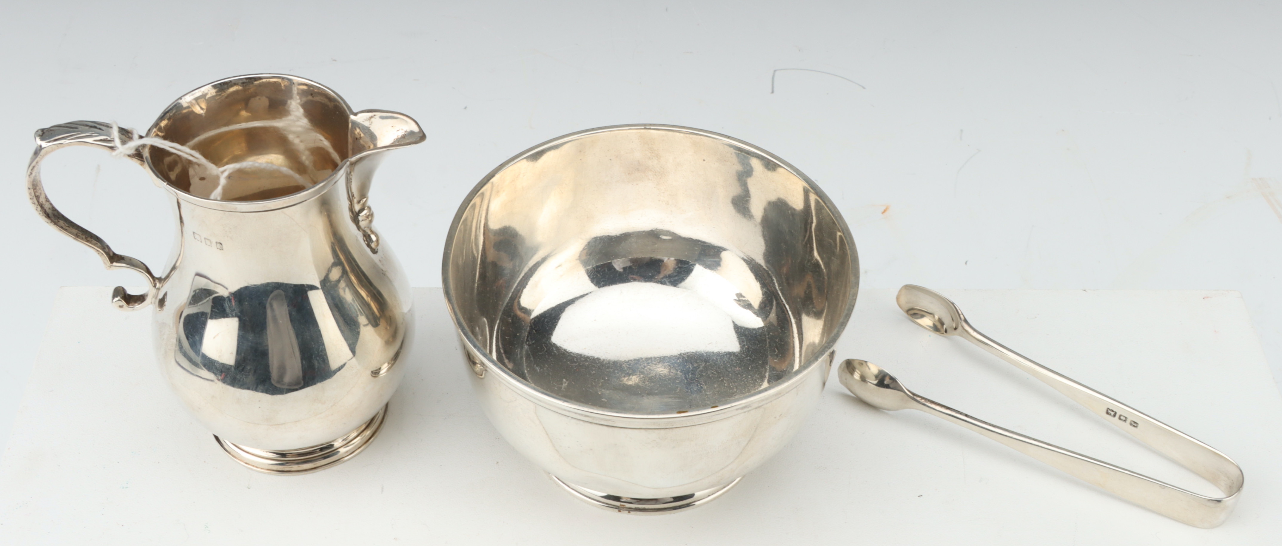 A George V Silver Sugar Bowl, Milk Jug, and Tongs, - Image 4 of 4