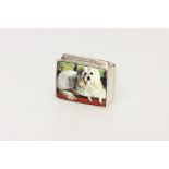 A Silver Pill Box Decorated with Bolognese Terrier,