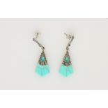 A pair of Art Deco Style Turquoise Drop Earrings,