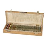 A Vintage Beech Cased Set of Microscope Slides,