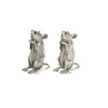A Pair of Silver Mice Condiments,