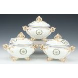 A Trio of 19th Century Coalbrookdale Porcelain Sauce Tureens,