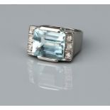 A Substantial Aquamarine and Diamond Dress Ring,