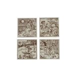 A Set of Four Mintons Pressed Tiles,