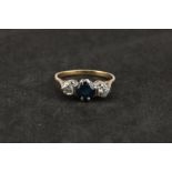 Diamond and Sapphire Three Stone Dress Ring,