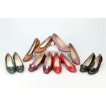 Six Pairs of Salvatore Ferragamo Designer Italian Court Shoes,