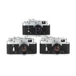 Three Zorki 35mm Rangefinder Cameras,