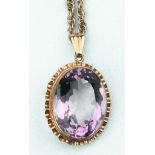 A 9ct Gold Mounted Amethyst Pendant,