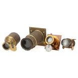 Four Large Brass Bound Magic Lantern Lenses,