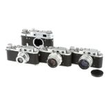 Four Soviet Era 35mm Rangefinder Cameras,