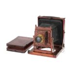 A Kemp & Co. "K.C" No.7 Half Plate Mahogany Field Camera,