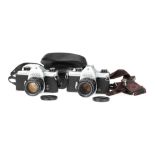 Two Honeywell Pentax Spotmatic Series 35mm SLR Cameras,
