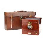 A Watson & Sons Whole Plate Mahogany Tailboard Camera,