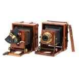 Two J. Lancaster Mahogany Tailboard Cameras,