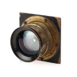A Ross London Patent 10" Wide Angle Xpres F/4 Brass Lens,