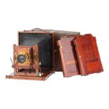 A Midland Half Plate Mahognay & Brass Field Camera,