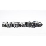 Five Olympus 35mm SLR Camera Bodies,