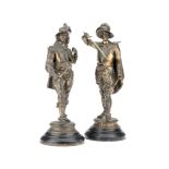 Two Large Spelter Figures of Musketeers,