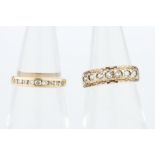 18 ct Gold Chanel Set Diamond Nine Stone Ring,