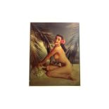 A Lenticular Print of a Nude Seated Lady,