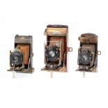 Three Houghton-Butcher Tropical Model Carbine Folding Cameras,