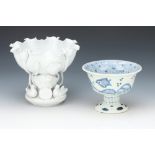 A Chinese Porcelain Thickly Potted Stem Cup,