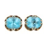A Pair of 9ct Gold Mounted Blue Topaz Earrings,
