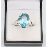 An 18 ct White Gold Topaz Solitaire Dress Ring,