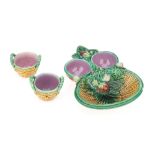 A George Jones Majolica Strawberry Server,