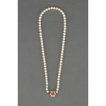 A Single String Pearl Choker with 9ct Gold Clasp,