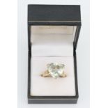 A 9 ct Gold Oceanic Green Obsidian Dress Ring,