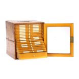 A Large Pine Microscope Slide Cabinet, With Slides,