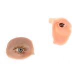 Two Eye Socket Protheses with Glass Eyes,