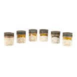 A Set of Six Salt Glazed Stoneware Apothecary Jars,