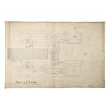 Large Hand Drawn Victorian Plans Of a Winding Engine,