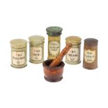 Five German Wooden Apothecary Jars,
