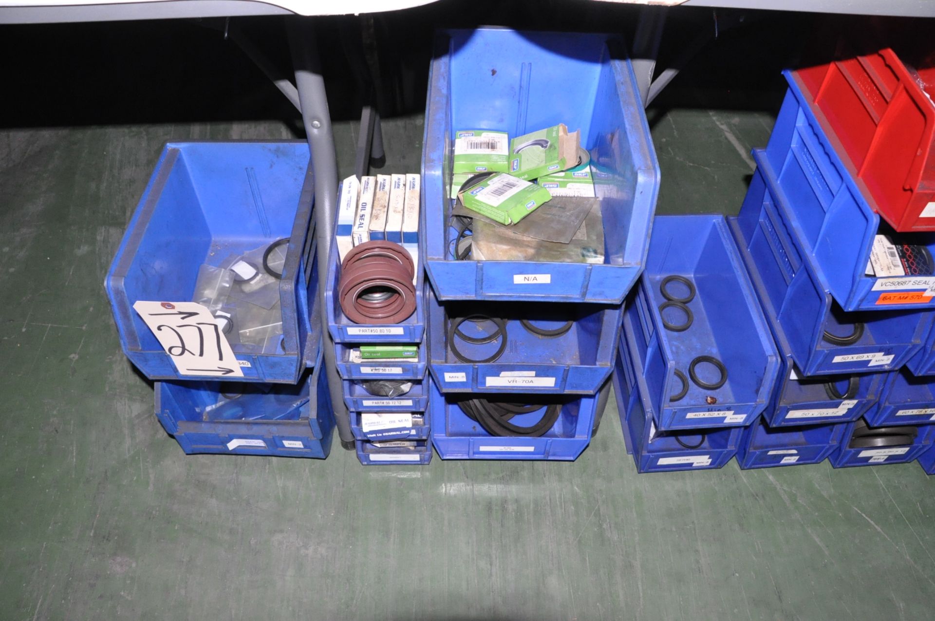 Lot-Various Bearing Seals in Blue Parts Bins on Floor Under (3) Tables, (E-3) - Image 2 of 6