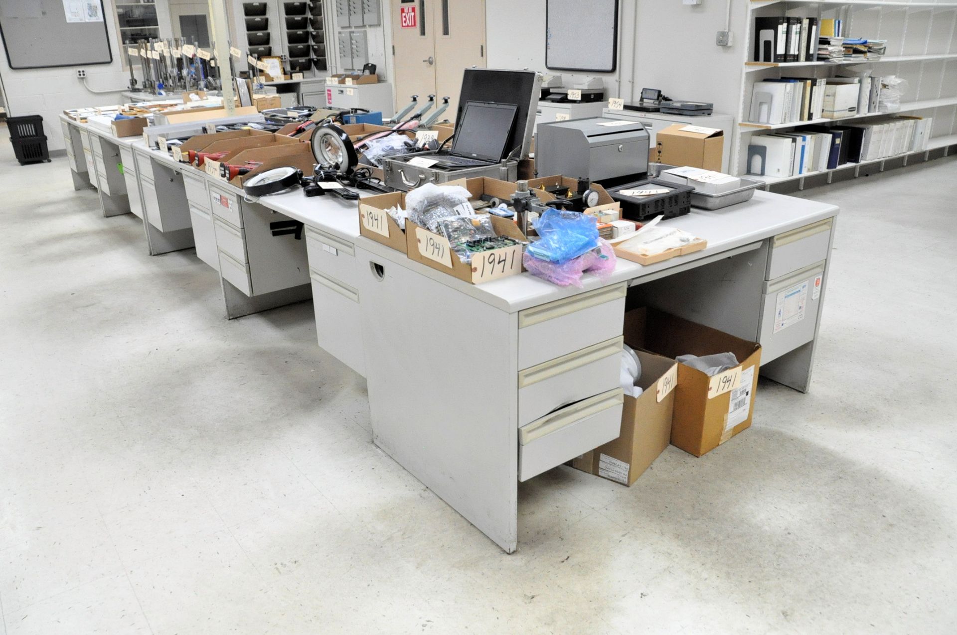 Lot-(12) Desks, (Contents Not Included), (Not to Be Removed Until Empty), (Engineering Office)