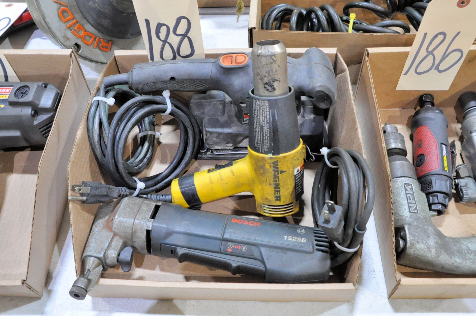 Lot-(1) Sander, (1) Heat Gun, and (1) Bosch 1529B 18-Gauge Electric Nibbler in (1) Box, (E-3)