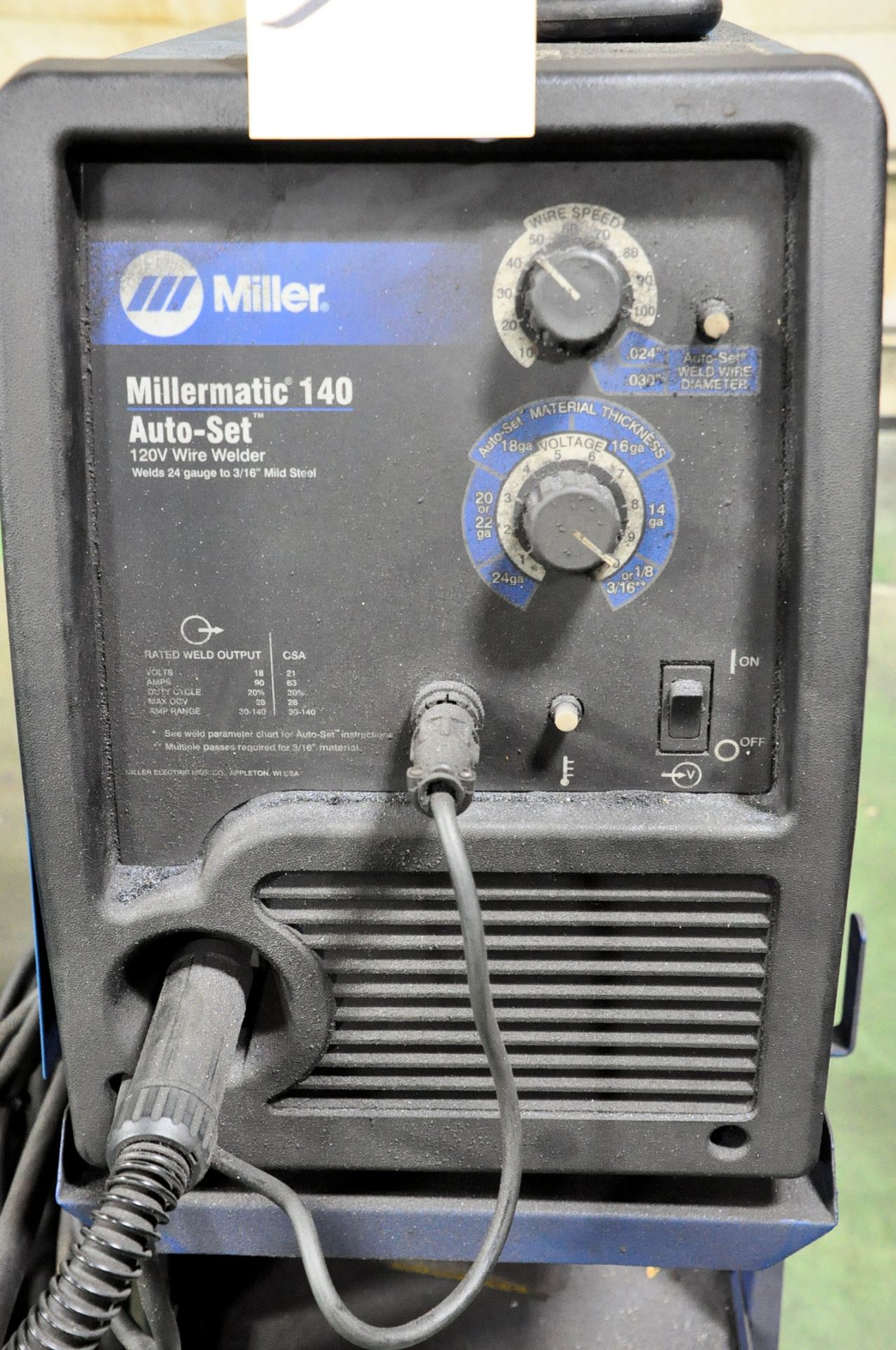 Miller Millermatic 140 Auto-Set, 90-Amps Capacity Wire Feed Mig Welder, S/n MD15282BN, with Leads - Image 2 of 3