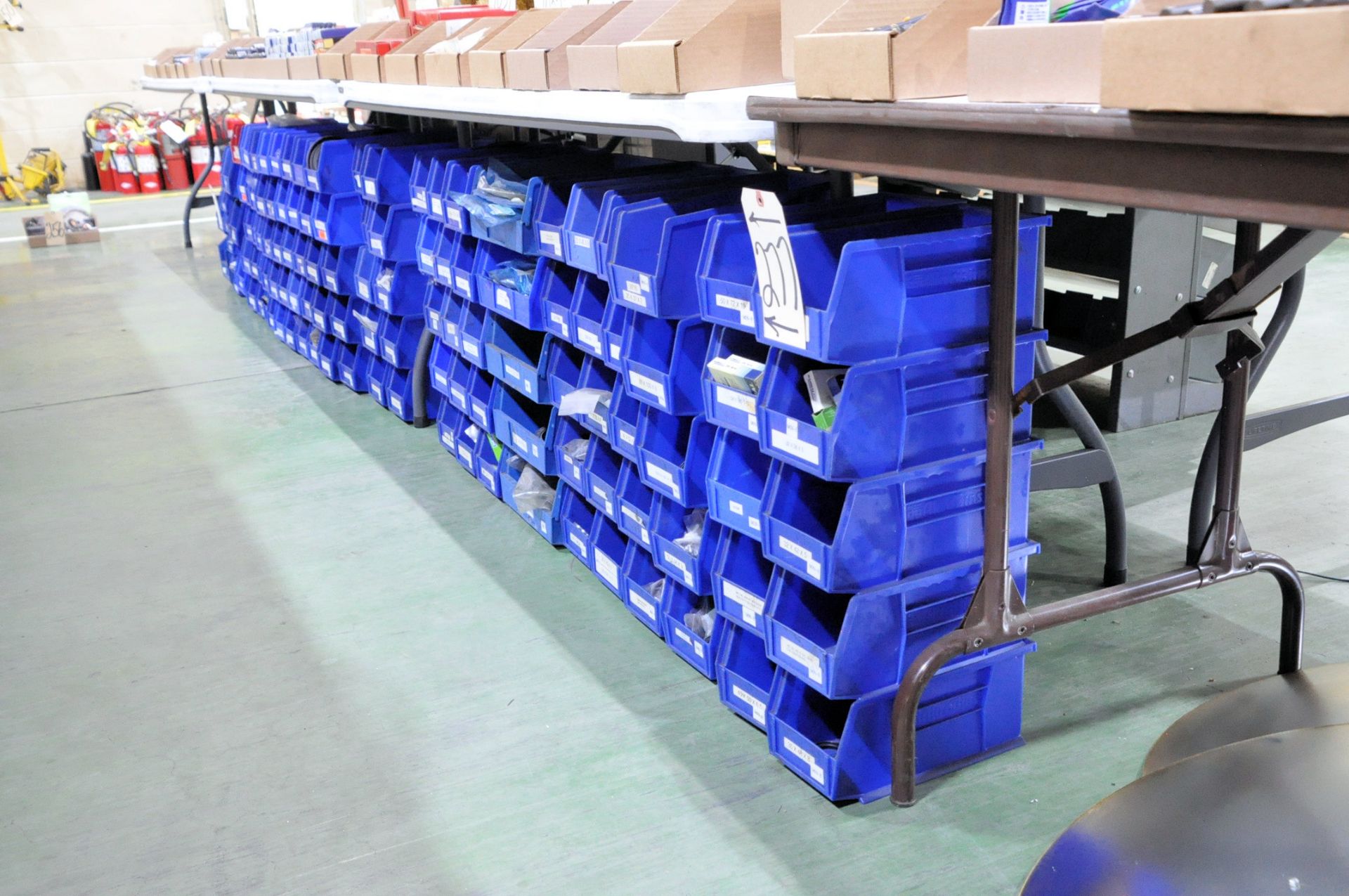 Lot-Various Bearing Seals in Blue Parts Bins on Floor Under (3) Tables, (E-3) - Image 3 of 6