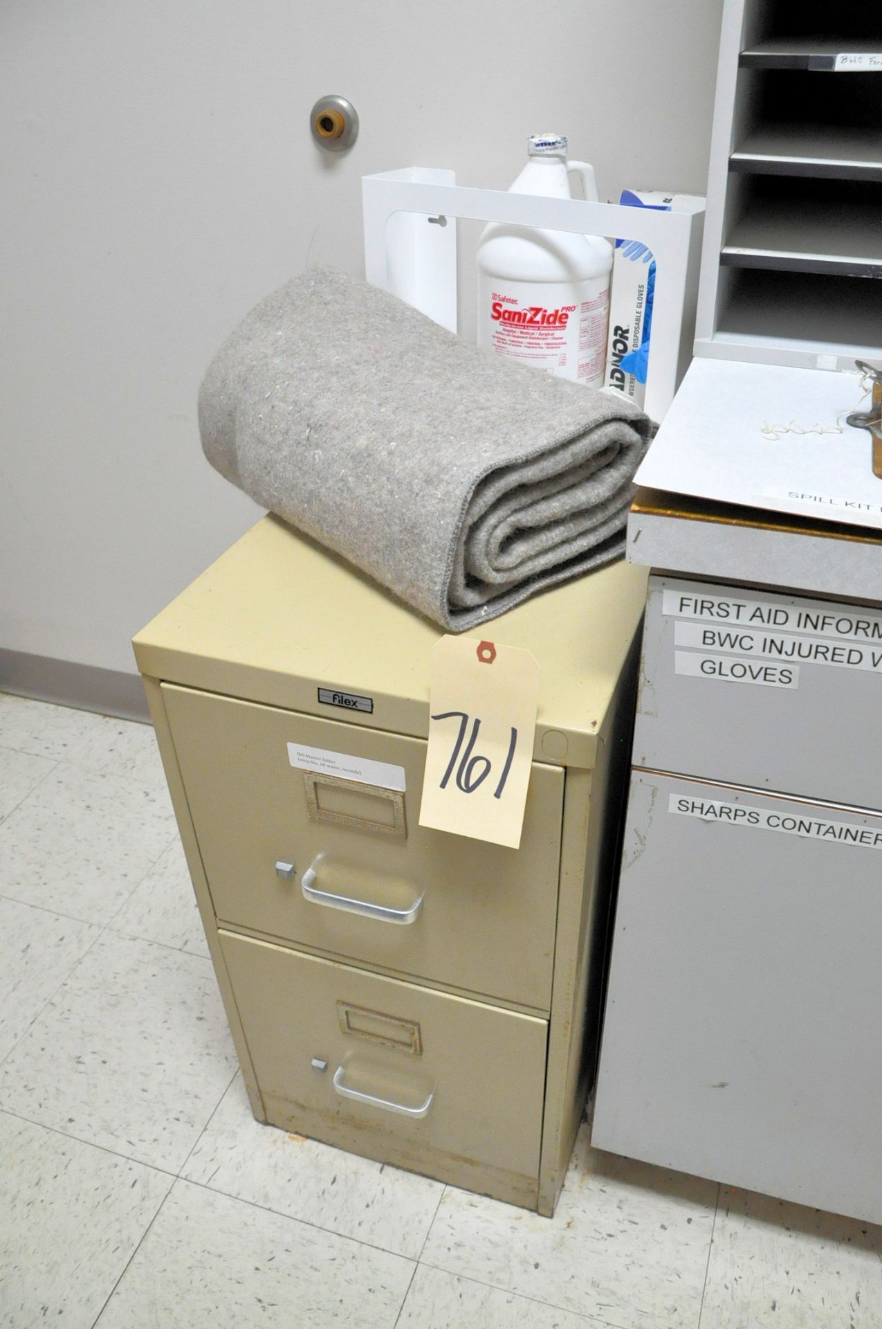 Lot-Stretcher, Wheelchair, File Cabinet, Waste Can, First Aid Vending Machine and First Aid - Image 2 of 4