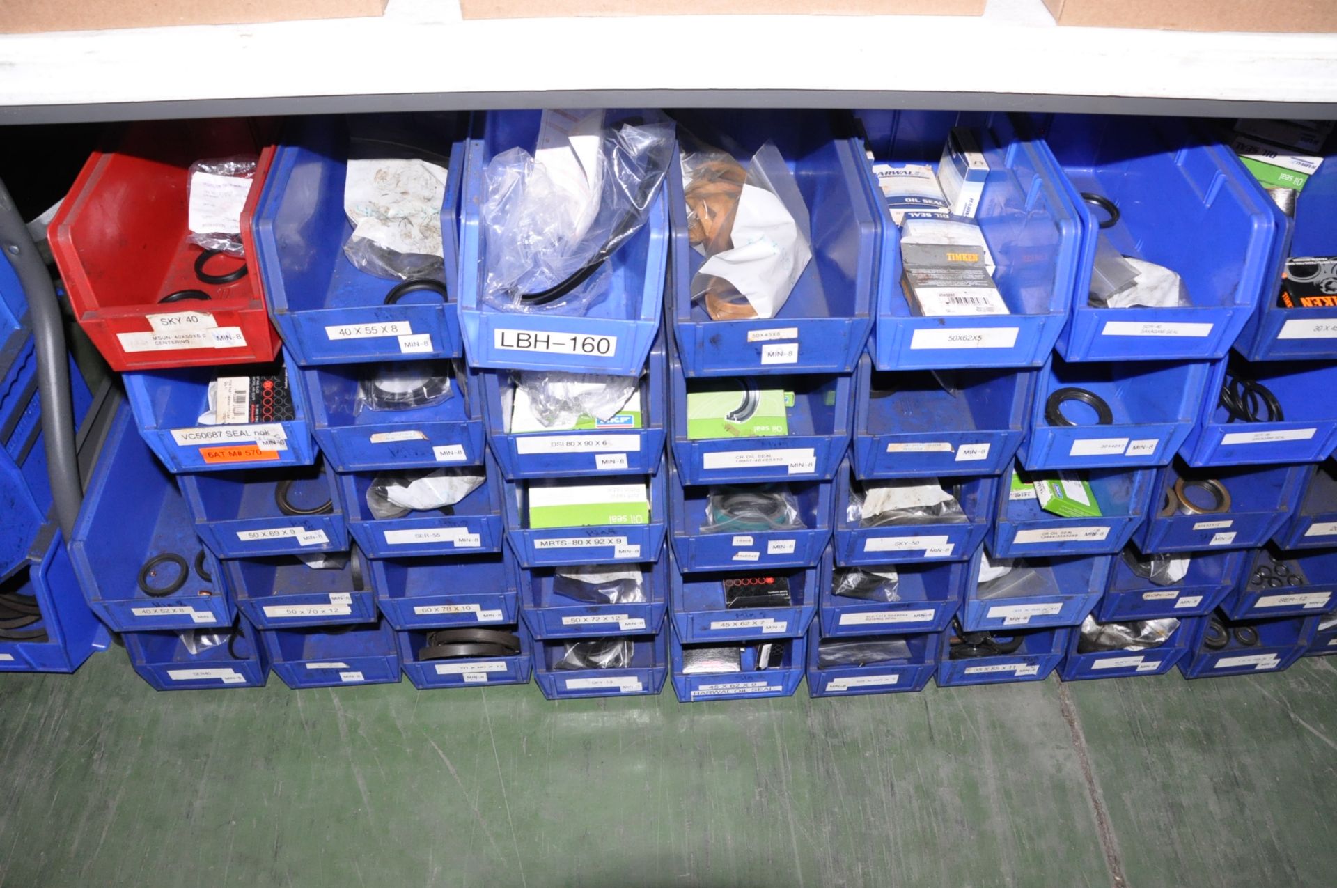 Lot-Various Bearing Seals in Blue Parts Bins on Floor Under (3) Tables, (E-3) - Image 6 of 6