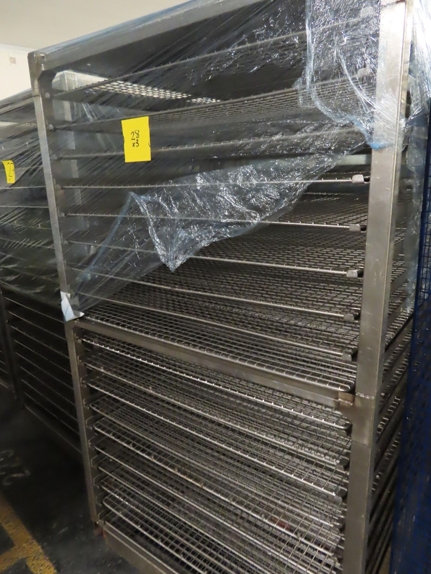 3 X S/S TROLLEYS WITH PERFORATED TRAYS. (57 TRAYS) - Image 2 of 2