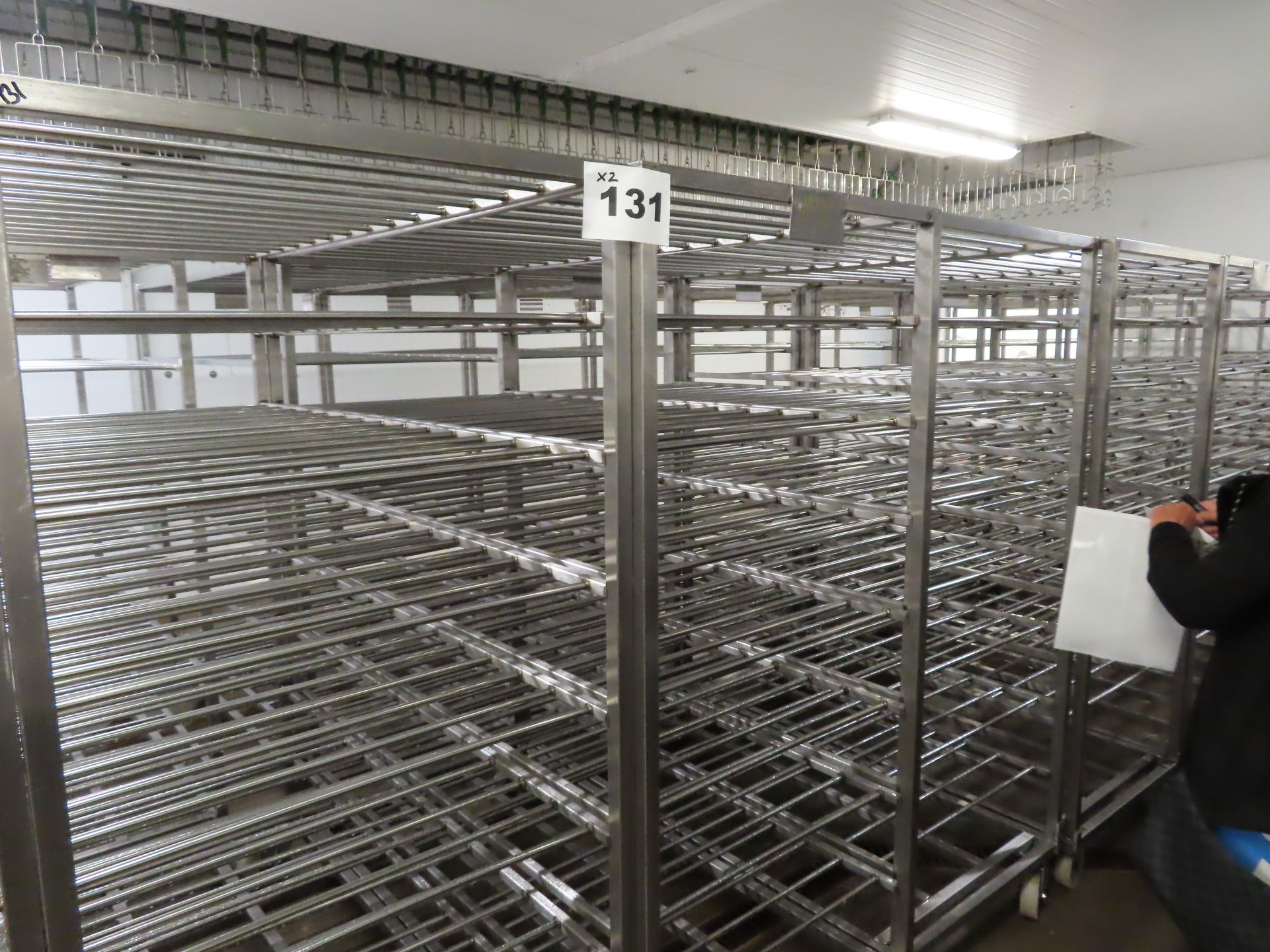 Walles's Rack 2 x S/s racks. 5-shelves. Mobile. Dims approx.1.6 m x 760 mm x 1.8 m ...