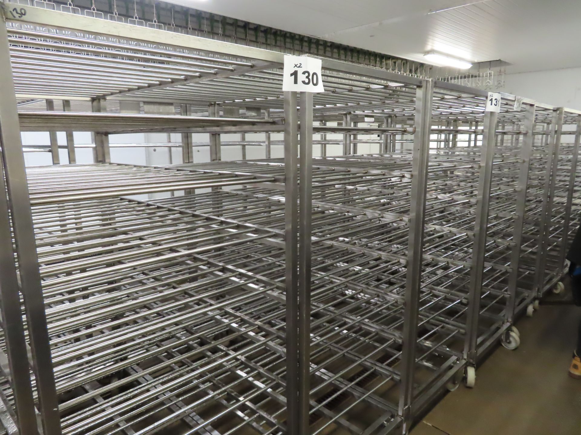 Walles's Rack 2 x S/s racks. 5-shelves. Mobile. Dims approx.1.6 m x 760 mm x 1.8 m ...