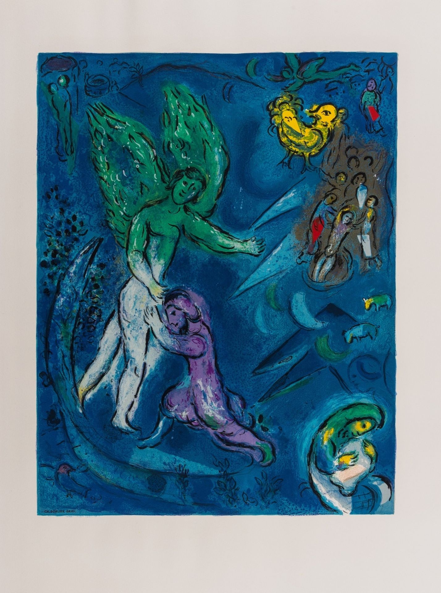 Marc Chagall (1887-1985) after. La Lutte de Jacob et de l'Ange (Charles Sorlier 40)