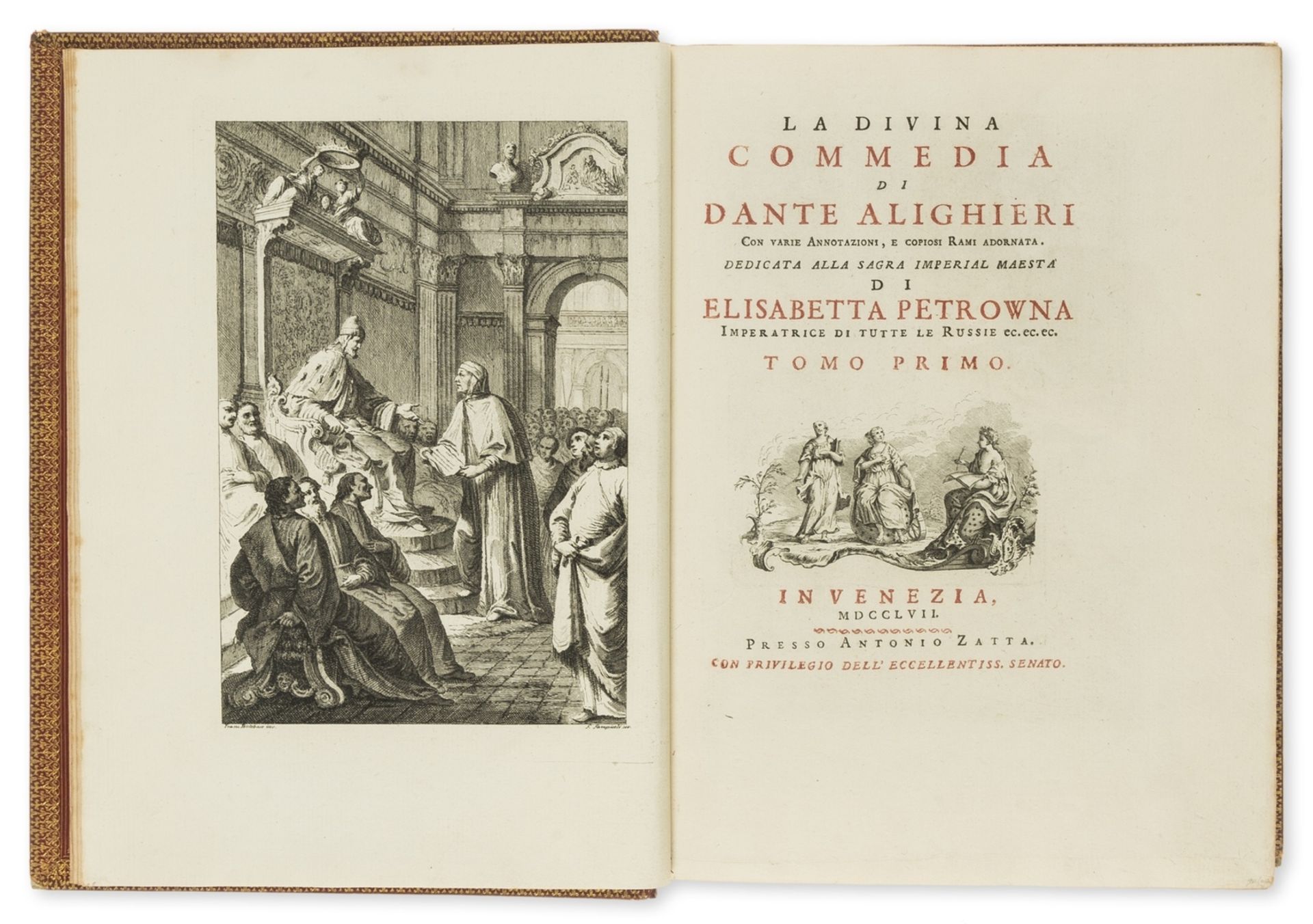 Dante Alighieri. La Divina Commedia, 4 vol., Venice, Presso Antonio Zatta, 1757-58. - Bild 3 aus 3