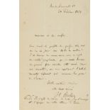 Berlioz (Hector) Autograph Letter signed to the composer, Leon Gastinel, 1850, expressing his …