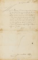 Louis XIV (King) Warrant letter signed "Louis" for the Duc de Pomponne to be admitted to the …